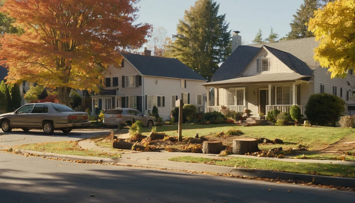 Tree work on a residential street across the Aberdeen area